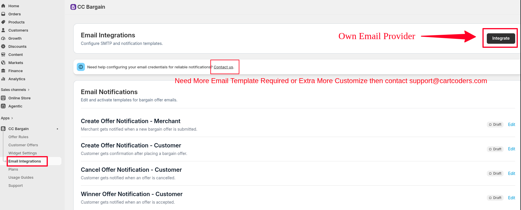 Email Integration Welcome Page