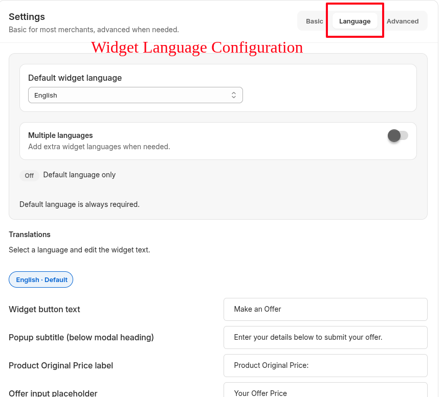 Language Configuration